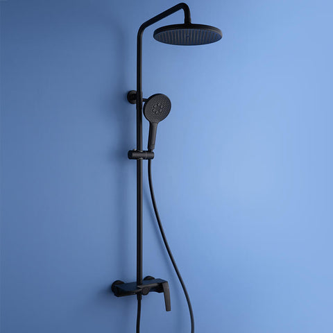 Matte Black Shower Column Set Faucet Rainfall Bathroom Shower Mixer Tap Brass Bath Shower Column In Wall Shower Faucet - WELQUEEN HOME DECOR