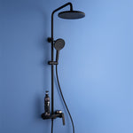 Matte Black Shower Column Set Faucet Rainfall Bathroom Shower Mixer Tap Brass Bath Shower Column In Wall Shower Faucet