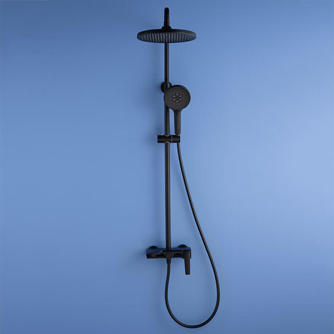 Matte Black Shower Column Set Faucet Rainfall Bathroom Shower Mixer Tap Brass Bath Shower Column In Wall Shower Faucet - WELQUEEN HOME DECOR