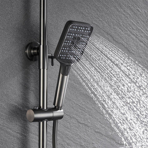 Matte Black Shower Faucet Brass Shower Set Single Handle Rain Waterfall Bath Shower Mixer Column Tap Bathtub Mixer Tap - WELQUEEN HOME DECOR