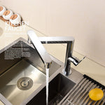 Folding Kitchen Faucet Hot and Cold Kitchen Sink Mixer Brushed Nickel Facing Rotatable Telescopic Faucet