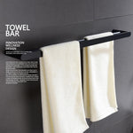 304 Stainless Steel Double Pole Towel Bar Bathroom Towel Holder Wall Mounted Black Bathroom Towel Bar
