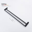 304 Stainless Steel Double Pole Towel Bar Bathroom Towel Holder Wall Mounted Black Bathroom Towel Bar