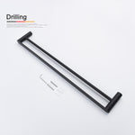 304 Stainless Steel Double Pole Towel Bar Bathroom Towel Holder Wall Mounted Black Bathroom Towel Bar