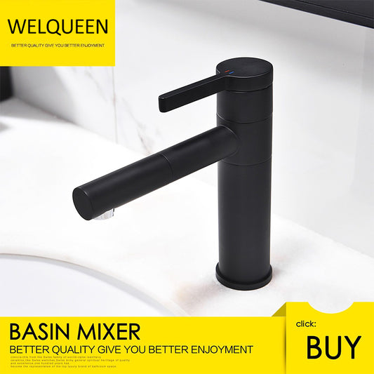 Free Shipping Black Finish Brass Deck Mount Bathroom Faucet Vanity Vessel Sinks Mixer Tap Cold And Hot Water Tap - WELQUEEN