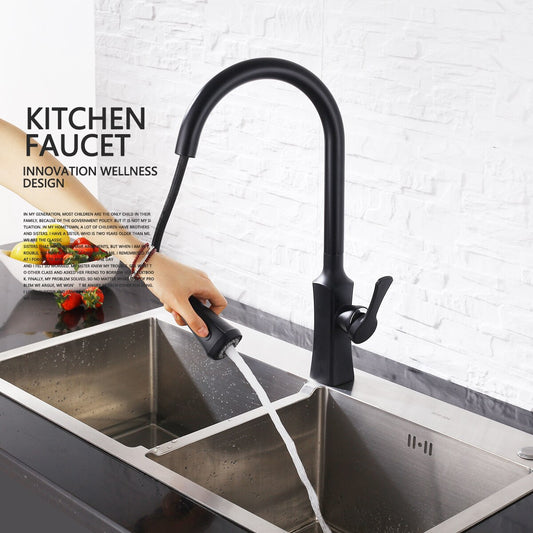 Free Shipping Brass Bathroom Basin Faucet 360 Degree Rotatable Draggable Kitchen Sink Single Handle Faucet Spout Mixer Tap - WELQUEEN