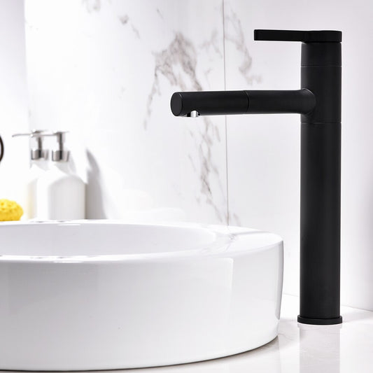 Free Shipping Brass Black Basin Faucet Bathroom Sink Faucet Pull-Out Wash Basin Sink Taps Deck Mounted 360 Degree Rotate Basin Mixer - WELQUEEN