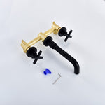 Brass Black Concealed Bathroom Basin Sink Tap Double Handle Wall Mount Hot And Cold Concealed Basin Mixer