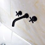 Brass Black Concealed Bathroom Basin Sink Tap Double Handle Wall Mount Hot And Cold Concealed Basin Mixer