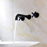 Brass Black Concealed Bathroom Basin Sink Tap Double Handle Wall Mount Hot And Cold Concealed Basin Mixer