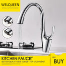 Brass Brushed Chrome Pull-Out Kitchen Faucets with Concealed 360 Degree Rotating Sprayer Deck Mounted Kitchen Tap