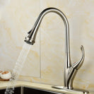 Brass Brushed Nickel Deck Mounted 360 Degree Rotating Pull Out Sprayer Kitchen Faucet Mixer Tap For Kitchen