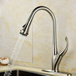 Brass Brushed Nickel Deck Mounted 360 Degree Rotating Pull Out Sprayer Kitchen Faucet Mixer Tap For Kitchen
