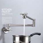 Brass Double Switch Folding Faucet Advanced Rotating Kitchen Faucet Wall Mounted Cold Water Tap