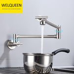 Brass Double Switch Folding Faucet Advanced Rotating Kitchen Faucet Wall Mounted Cold Water Tap