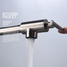 Brass Double Switch Folding Faucet Advanced Rotating Kitchen Faucet Wall Mounted Cold Water Tap