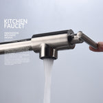 Brass Double Switch Folding Faucet Advanced Rotating Kitchen Faucet Wall Mounted Cold Water Tap