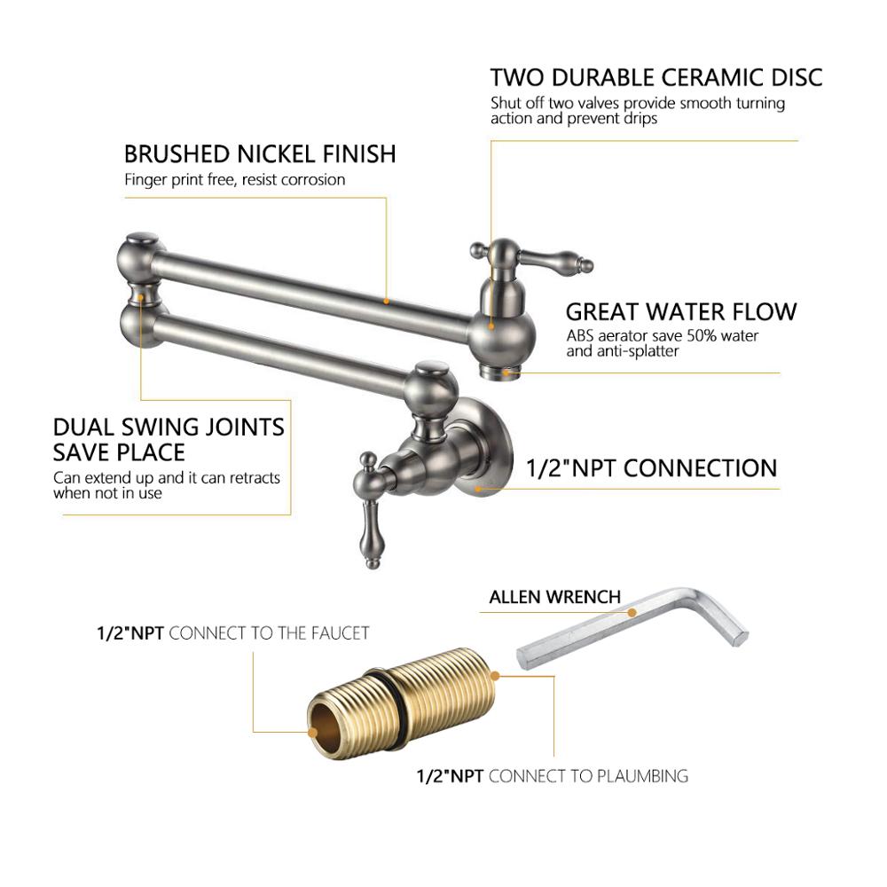 Free Shipping Brass Rotating Folding Faucet Delicate Double Switch Kitchen Faucet Wall Mounted Cold Water Tap - WELQUEEN