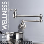 Brass Rotating Folding Faucet Delicate Double Switch Kitchen Faucet Wall Mounted Cold Water Tap