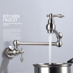 Brass Rotating Folding Faucet Delicate Double Switch Kitchen Faucet Wall Mounted Cold Water Tap