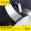 Brushed Nickel Wall Mounted Brass Waterfall Lavatory Sink Faucet Concealed Waterfall Basin Mixer Hot and Cold Tap