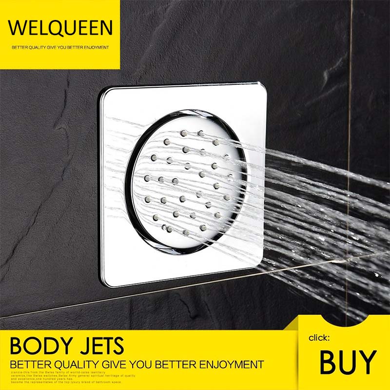 Free Shipping Chrome Round/Square Shower Body Jets Rainfall Spray Spa jet Water Saving in Wall Can Be Adjustable For Bathroom - WELQUEEN