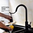 Stainless Steel Black DoubIe Under Mounted Kitchen Sink Set With Pull Out Faucet Double Layer