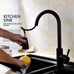 Stainless Steel Black DoubIe Under Mounted Kitchen Sink Set With Pull Out Faucet Double Layer