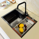 Stainless Steel Black Single Under Mounted Kitchen Sink Set With Kitchen Faucet Not Sticky Oil For Kitchen