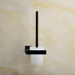 Stainless Steel Black Toilet Brush with Holder Wall Mounted Self Adhesive and Drilling Toilet Brush Set