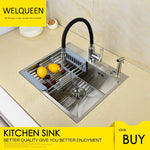 Stainless Steel Brushed Nickel Under Mounted Hand Make Single Bowl Kitchen Sink With Faucet For Kitchen