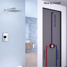 Rain Shower System Brass Fixed Shower Head Rain Mixer Shower Combo Wall Mount Shower Trim Kit with Rough-in Valve