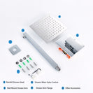 Rain Shower System Brass Fixed Shower Head Rain Mixer Shower Combo Wall Mount Shower Trim Kit with Rough-in Valve