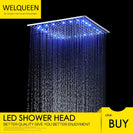 Rainfall Shower Head 3 Color LED Chrome Water Saving Shower Head Stainless Steel Fixed Shower Head