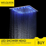 Rainfall Shower Head 3 Color LED Chrome Water Saving Shower Head Stainless Steel Fixed Shower Head