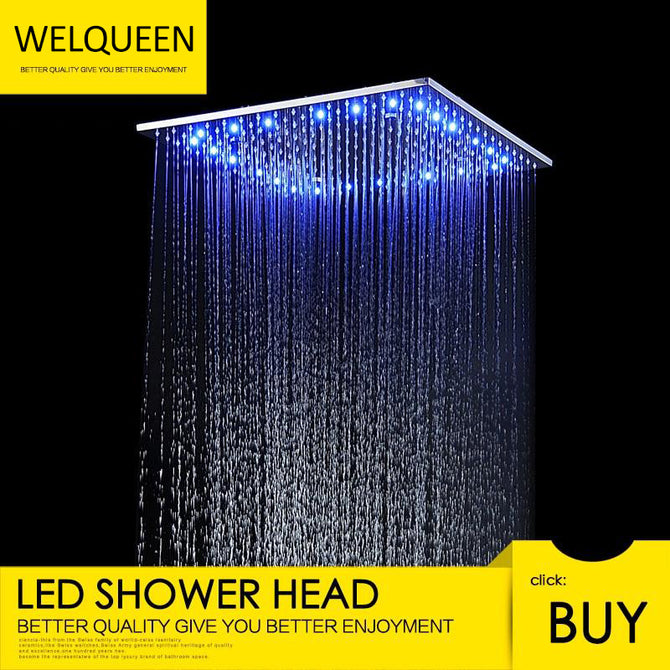 Free Shipping Rainfall Shower Head 3 Color LED Chorme Water Saving Shower Head Stainless Steel Fixed Shower Head - WELQUEEN WELQUEEN HOME DECOR