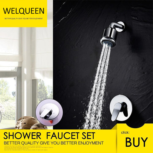 Free Shipping Shower Faucet Set with Shower Arm and 5 Spray Shower Head Brass Shower Trim Kit with Universal Rough-In Valve - WELQUEEN
