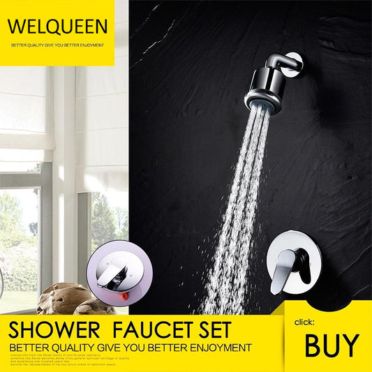 Free Shipping Shower Faucet Set with Shower Arm and 5 Spray Shower Head Brass Shower Trim Kit with Universal Rough-In Valve - WELQUEEN