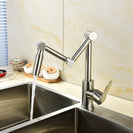 Stainless Steel Brushed Nickel 360 Degree Rotating Kitchen Faucet Cold and Hot Water Mixer Deck Mounted Tap