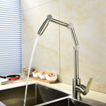 Stainless Steel Brushed Nickel 360 Degree Rotating Kitchen Faucet Cold and Hot Water Mixer Deck Mounted Tap