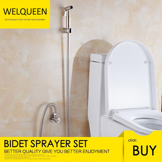 Free Shipping Stainless Steel Hand Held Bidet Sprayer Complete Bidet Set for Toilet Sprayer Shattaf - WELQUEEN