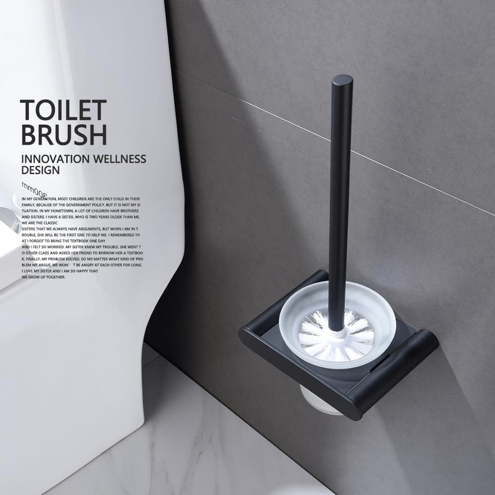 Free Shipping Wall Mounted Drilling Black Toilet Brush Holder With The Toilet Brush Bathroom Accessories - WELQUEEN