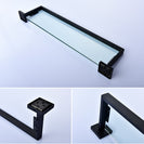 SUS304 Stainless Steel Seamless Self Adhesive Black Chrome Glass Towel Shelf Towel Hanger Bathroom Accessory