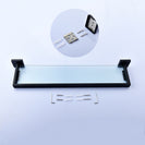 SUS304 Stainless Steel Seamless Self Adhesive Black Chrome Glass Towel Shelf Towel Hanger Bathroom Accessory