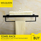 SUS304 Stainless Steel Seamless Self Adhesive Black Chrome Towel Rack With Bar Towel Hanger Bathroom Accessory