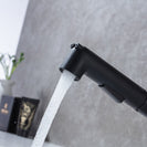 Brass Basin Faucet Multi-functional Stretch Faucet Black Cold and Hot Water Washing Basin Sitting Pull Out Faucet