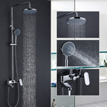 Brass Chrome Single Handle Bathtub Faucet Mixer Tap 5-Ways Showers Hand Shower Rain Shower Head Shower Set