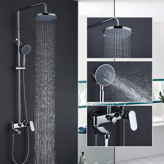 Free Shipping Brass Chrome Single Handle Bathtub Faucet Mixer Tap 5-Ways Showers Hand Shower Rain Shower Head Shower Set - WELQUEEN