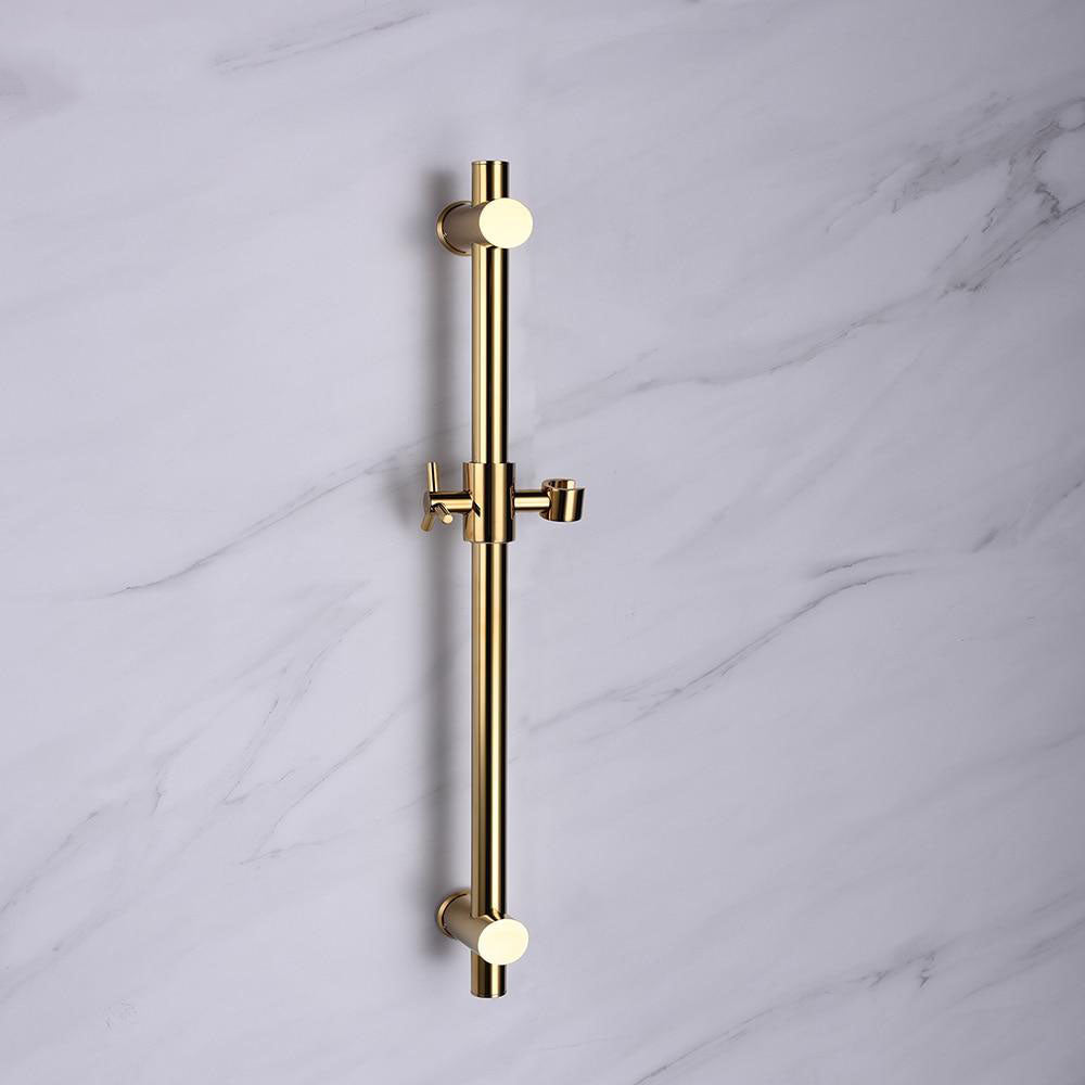 Free Shipping Brass Gold Metal Shower Sliding Bar With Height Adjustable for Bathroom with Shower Head Shower Hose - WELQUEEN