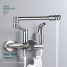 Brass Pot Filler Folding Faucet with Side Sprayer Kitchen Sink Faucet with Swing Arm and Double Function Joint